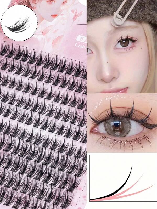 10 Rows 5-12mm, 160 Clusters /160 Clusters*2 False Eyelashes Natural Cross Wedding Party And Club Daily Work Meeting Natural False Eyelashes Are Comfortable To Wear Fairy Beginner Curling Planting False Eyelashes Cos Single Cluster Lazy Person Natural Fairy Single Cluster Little Devil Manga Curling False Eyelashes