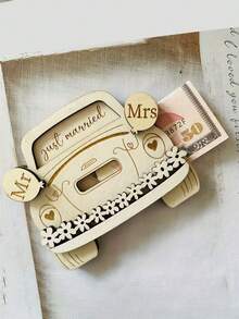1 Peça Carteira de Carro de Casamento, Carteira de Presente de Casamento, Artesanato de Madeira, Carteira de Casamento de Madeira, Carteira de Carro, Porta-Dinheiro para Sr. e Sra., Cartões de Parabéns Engraçados para Casamento, Cartões de Felicitações para Recém-Casados, Cartão de Presente de Casamento