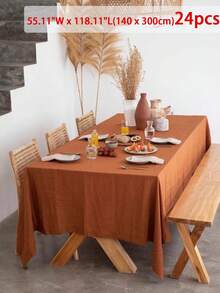 1/24pcs Halloween Solid Color Linen-Like Table Cloth, Modern Minimalist Nordic Style Home Textile Dining Table Mat - Orange - View 12