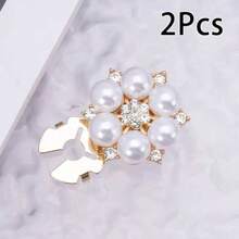 2 件套女士衬衫和连衣裙套装，配有水钻和人造珍珠花卉纽扣、无缝铜纽扣礼物 - 彩色 - 查看 21