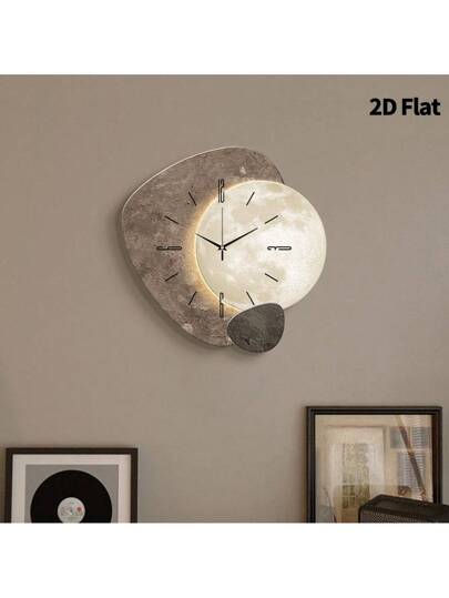 1pc 2D Flat Textured Planetary Blocks Silently Wand Clock, Super Silent Quartz Movement, No Ticking, ating Clocks In Living Rooms, Bedroom, Offices, Kitchens, Cafes, Perfect ative Friends Family Home Room view 2