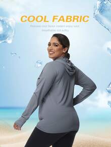 Women's Sun Protection Jacket Hooded Lightweight Long Sleeve Sun Shirt For Hiking Running Outdoor Plus Size Sunscreen Jacket - Dark Grey - View 4