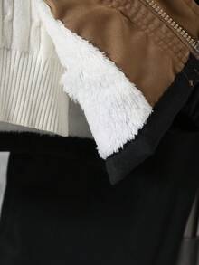 Tween Boys' Winter Hooded Cargo Style Thermal Lined Warm Jacket, Tween Boys' Khaki Patchwork Black Windproof Casual Jacket, Tween Boys' Arctic Thermal Lined Cargo Style Pocket Zip-Up Padded Coat, Tween Boys' Autumn/Winter Street Casual Warm Outfit - Brown - View 3