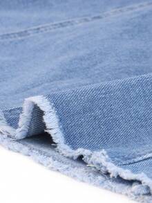 Women's Denim Skirt Overall Adjustable Strap Braces Mini Suspender Washed Spring Summer Jean Skirts - Xanh lam bị sờn - Xem 5