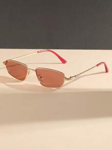 1 副女士猫眼细小镜框优质金属高品质时尚眼镜 T 台街头风格适合海滩、派对几何形状墨镜 - 彩色 - 查看 17