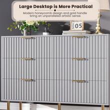 LIZHOUMIL 6 Drawer Dresser For Bedroom,Large Capacity Drawers, Anti-Tip Straps, Fluted Design With Sturdy Metal Handles, For Living Room, Hallway - 灰色 - 查看 6