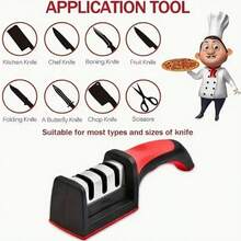1pc 4-In-1 Professional Knife Sharpener - Tungsten Carbide, ABS & Ceramic Sharpening Stones - Kitchen Gadget & Household Essential