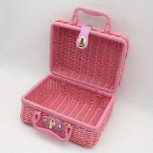 Retro PP Rattan Baskets Picnic Storage Basket Wicker Suitcase With Hand Gift Box Woven Cosmetic Storage Box Organization Storage - Multicolor - View 3
