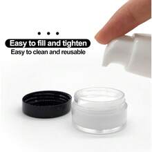 25 个迷你透明面霜罐 3g 5g 空塑料化妆品化妆罐透明样品瓶眼影霜唇膏容器，旅行必需品样品化妆品罐空迷你瓶感恩节、万圣节和圣诞节适用 - 黑色 - 查看 6