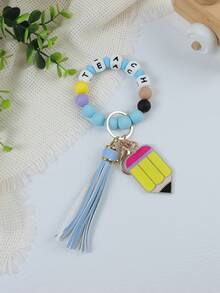1pc Back To School TEACH Beaded Acrylic Charm Tassel Keychain / Bag Pendant, Teacher's Day Gift Christmas - Multicolor - View 21