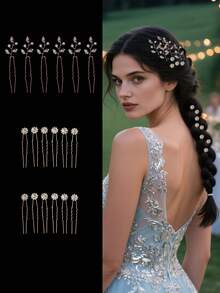 18 件套新娘银色水钻婚礼发夹，适合新娘伴娘女士婚礼发饰