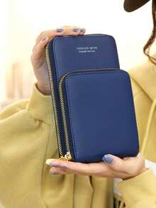 FOREVER MIYIN 触摸屏手机包字母图案手机钱包带拉链和可调节肩带时尚 PU 钱包手机壳手拿包手机套垂直钱包带卡槽轻便现代商务信用卡身份证现金商务休闲教师节教师礼物工作商务通勤旅行度假 - 彩色 - 查看 7