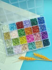 1 盒 15/24 种颜色时尚简约多色玻璃管 DIY 珠宝制作配件适用于项链、手镯、耳环、流苏、窗帘流苏 - 管珠套餐 - 查看 24
