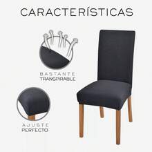 Juego de 6 piezas engrosadas y elásticas juego de asientos de restaurante doméstico antideslizante y resistente al desgaste juego de protección de sillas de restaurante - Gris Oscuro - Ver 9