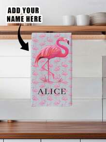 1pc Personalized Dish Cloth, Customized Kitchen Towel With Family, Friend Or Pet Names, Great Gift For Mother's Day, Father's Day, Valentine's Day, Birthday, Wedding Anniversary, Graduation, Wedding - Multicolor - View 2