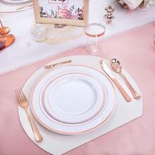WDF160 Piece Rose Gold Disposable Cutlery Set - Heavyweight Plastic Silverware - Includes 80 Forks, 40 Spoons, 40 Knives - Rose Gold Silverware Perfect For Wedding/Party,9001079 - 金色 - 查看 11