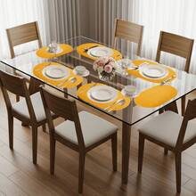 Set de 6 Manteles Individuales Antideslizantes y Reutilizables – Impermeables, Decorativos y Fáciles de Limpiar para Embellecer tu Mesa con Estilo - Amarillo / Net - Ver 2