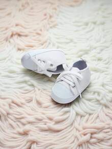 Zapatillas de Lona para Bebé de 9 - 12 cm con Suela Antideslizante y Forro Suave, Zapatos Casuales para Niños, Varios Colores Para Todas las Temporadas - Blanco - Ver 2