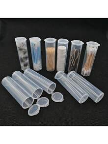 1/2/3/5pcs Sewing Needle Storage Tubes With Lids - Ideal For Embroidery, Felt And Sewing, DIY Gifts, Sewing Supplies And Accessories; Toothpick Storage Box; Cotton Swab Storage Bucket; Alcohol Wipe Plastic Container; Plastic Storage Jar; Compressed Wet Wipe Bucket - Multicolor - View 1