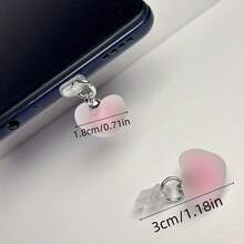 1 pieza Tapón antipolvo con forma de corazón rosa para charging, colgante para decoración de teléfono adecuado para interfaz de rayo/tipo C - Rosa - Ver 4
