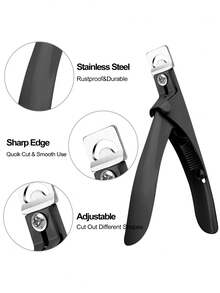 YUANDU 1 Set U-Shaped Nail Clippers, Cuticle Nipper, Curved Nail Scissors, Parallel Nail Clipper, Crystal Nail Extension Gel Manicure Tools,Nail Supplies,Nail Tools,Nail Art Tools,Back To School,Nails,Nail Tools For Press On Nails,Manicure Pedicure Tools - Black - View 7