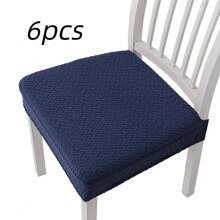 6pcs Dining Chair Cover, T-Shaped Long Grid Jacquard Chair Cover, Detachable And Washable Furniture Protection Cover, Dining Table Chair Cover, Household Cover, Home Chair Cushion Cover, Suitable For Decoration In Restaurants, Living Rooms, Bedrooms, Offices, And Hotels