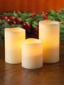 3 Pieces Acrylic Flickering Flameless Candles, Battery Operated Candles With Remote And Cycle Timer Control, LED Pillar Candle Set (D3in*H456in) For Wedding, Party, Home And Christmas Decoration