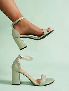 Fashion Strap Chunky Heel Sandals For Women, Buckle Detail, Versatile Summer New Arrival, Stylish High/Mid Heel Sandals