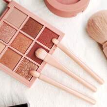 Set de brochas de maquillaje mini 4 en 1, brocas de viaje portátiles y reutilizables con brocha para labios, broca para iluminador, pincel para ojos, cepillo para base, incluye 3 esponjas de teardrop negras, excelente para maquillaje sobre la marcha