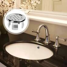 1/4/6pcs Plastic Bathroom Kitchen Basin Sink Overflow Cover Ring Insert Replacement, Chrome Hole Round Drain Cap, Basin Accessory Sink Basin Trim Overflow Cover Insert In Mesh Hole Round Caps Silver Tone Home Bathroom Decor Back To School