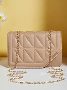 女士手提包，韩版风格新款休闲时尚几何绗缝磁扣锁个性化百搭女士斜挎单肩包 - 彩色 - 查看 13