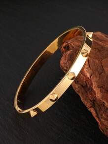 1 件时尚不锈钢铆钉朋克男士手链，防水防褪色，适合日常佩戴