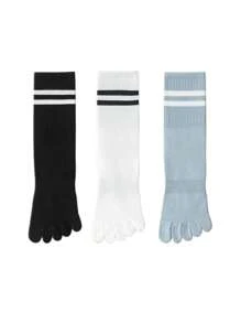 1/3/6 pares de calcetines de cinco dedos multicolor para mujer, calcetines a media pantorrilla, medias deportivas profesionales de 5 dedas, calcetines de yoga, simples y de moda para separator, adecuados para primavera, otoño e invierno