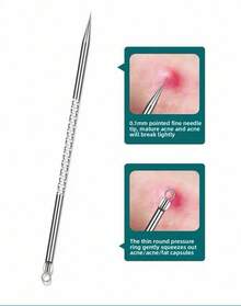 Face Cleansing Tool, Four-Piece Acne Needle Facial Cleanser, Quickly Cleans Stubborn Blackheads, Acne, Fat Particles, Simple And Practical - 銀色 - 查看 4