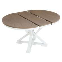 MERAX 5-Piece Retro Functional Dining Table Set Extendable Round Table And 4 Upholstered Chairs For Dining Room And Living Room (Brown+Antique White) - 棕色+古色白 - 查看 8