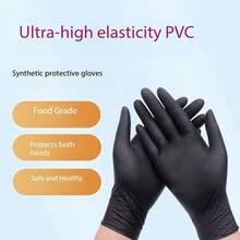 100pcs Disposable Nitrile Utility Handwear, Durable Elastic Multipurpose Household Cleaning Shields, Waterproof For Kitchen Use, Tattoo, Hair Dyeing, Beauty Salon, Pet Care (Black, Pink, Blue, White, Purple) - Powder-Free, Water-Resistant, Ambidextrous - Black - View 6