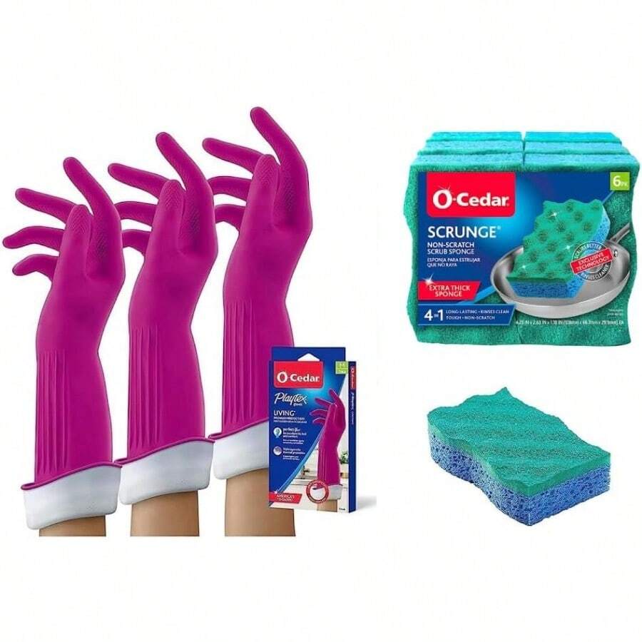 O-Cedar Scrunge Non-Scratch Scrub Sponge (Pack Of 6) Multi-Use, All-Purpose, Odor-Resistant, Scrubbing Sponge Safely Cleans All Hard Surfaces In Kitchen And Bathroom - Variety Pack - View 1