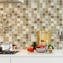 Papel de Parede Vinílico Autoadesivo Lavável Pastilha Ladrilho Azulejo Tons de Bege Marrom Claro Decoração - 10M - Visão 2