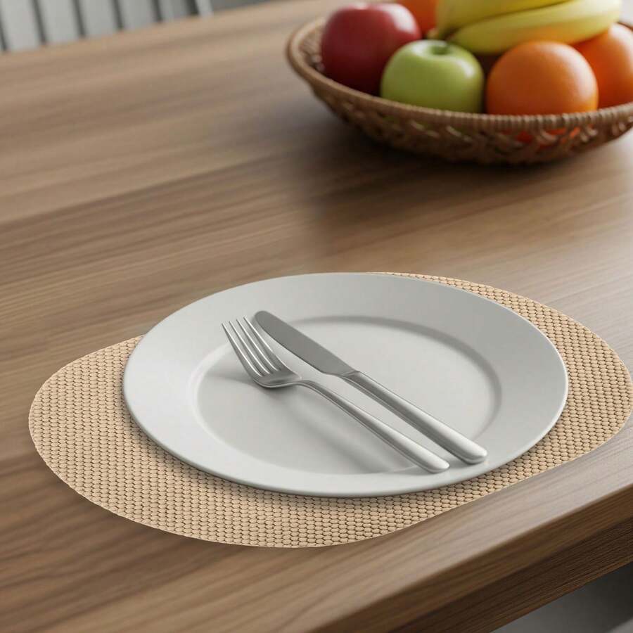Set de 6 Manteles Individuales Antideslizantes y Reutilizables – Impermeables, Decorativos y Fáciles de Limpiar para Embellecer tu Mesa con Estilo - Crema / Net - Ver 1