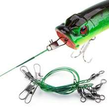Stainless Steel Fishing Wire Leader Line,Heavy Duty Fishing Leader Line With Rolling Swivels Insurance Snap Connect Tackle Lures Rig Or Hooks