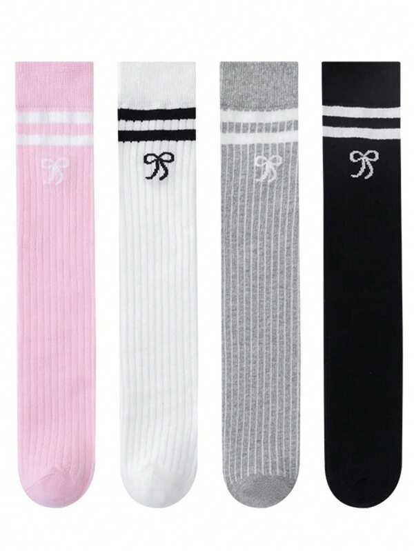 1pc Girls' Knee-High Socks, Soft Breathable Comfortable, Cute Bow Princess Socks