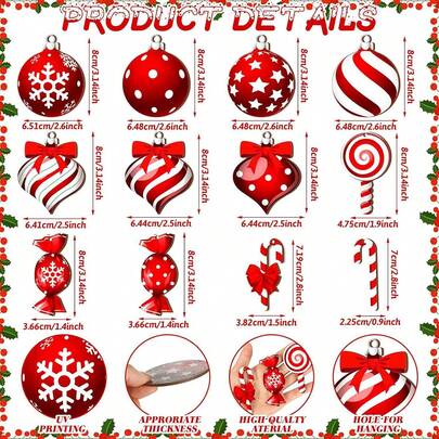 12pcs New Christmas Wooden Crafts Home Decor Lollipop Christmas Tree Hanging Ornaments