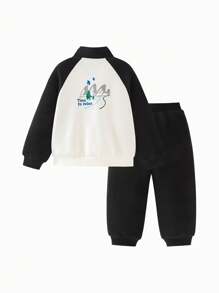 mini bala Artist Collab 女童夹克 + 裤子套装 2025 拼色款