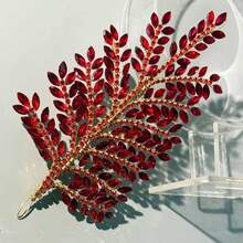 1pc Women Rhinestone Red Bridal Headpiece, Suitable For Wedding, Ceremony, Party Valentine's Day Accessories - Red - View 6