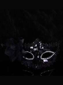 1 件万圣节公主舞会面具，电镀彩绘侧花半脸百合面具