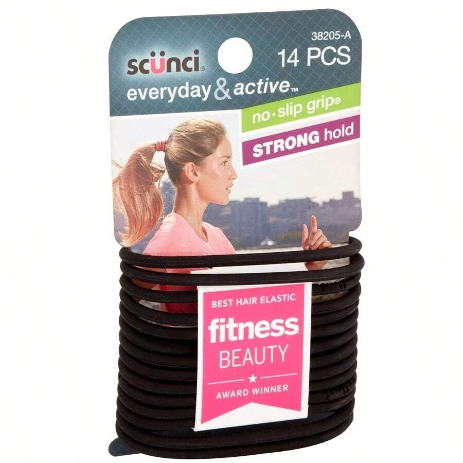MScunci Black Gel Elastics Slip Grip Strong HoldPonytailers 14 Count Pack Of 1 5001 - 14個(1包) - 查看 1