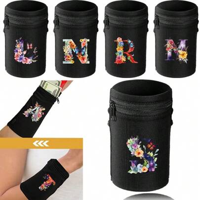 1pc Fashionable Letter Printed Lightweight Mobile Phone Arm Strap Pocket Wrist Wallet/Wristband/Wristband Pocket, Suitable For Travel, Walking, Running, Cycling, And Yoga. Wallet Bag Can Hold Cash, Keys, Cards, ID Cards - A Must-Have For Christmas