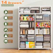 Sturdy 52.2"H  Tall Fabric Dresser With Wood Top & Metal Frame , Multi-Use And Large Capacity Clothes Storage For Bedroom  , White - 白色 - 查看 2