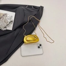 Túi cầm tay mini dự tiệc cao cấp màu vàng thời trang dành cho nữ - Vàng - Xem 7