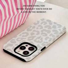 Funda para teléfono (1 unidad) con estampado único de leopardo y flores en 360°. Diseño 2 en 1 bonito y minimalista. Resistente a caídas y golpes. Cobertura total. Compatible con phone 16 Pro/16 Pro Plus/16/15/14/13/12/11. ¡Ideal para las fiestas! - Blanco - Ver 4